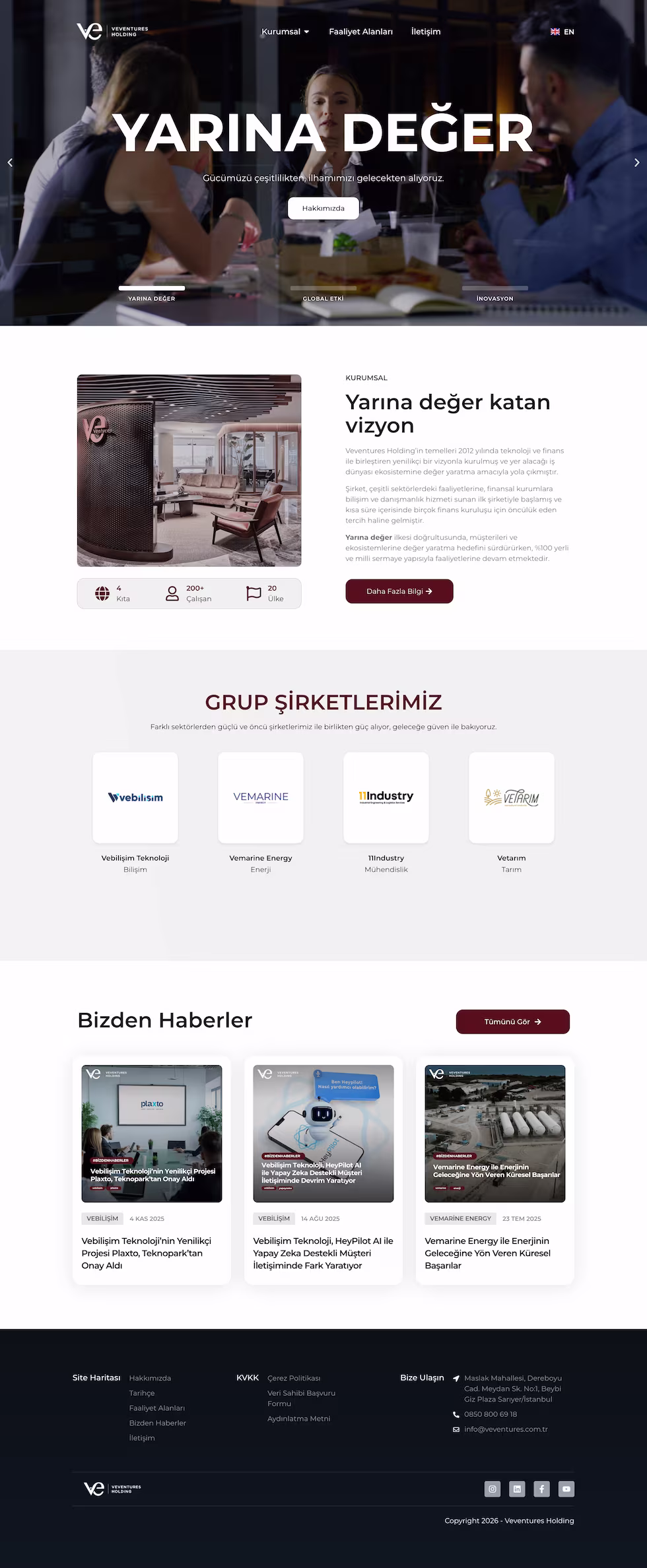 Veventures kurumsal web sitesi