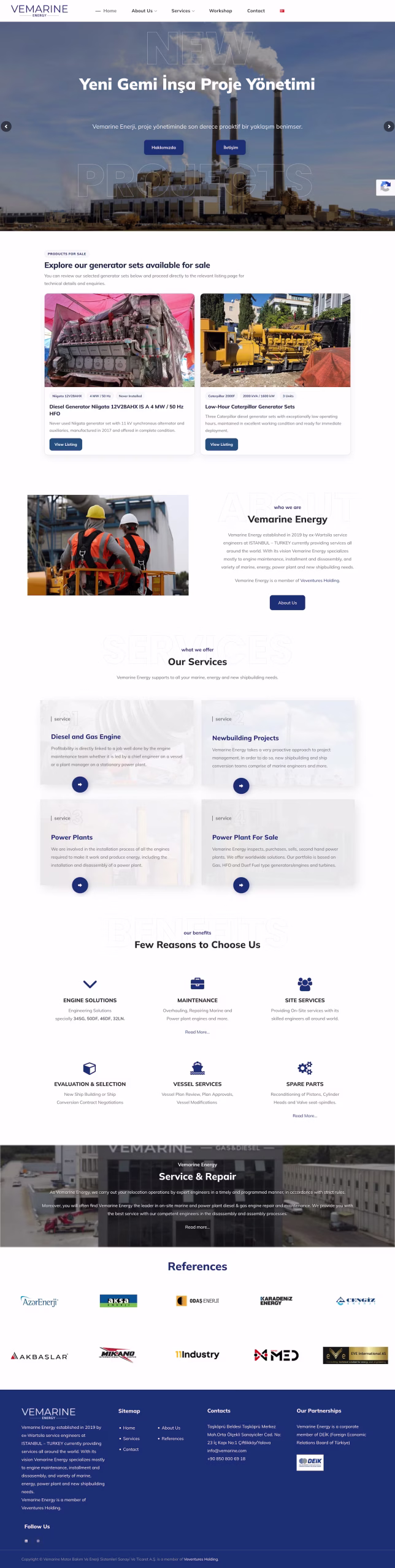 Vemarine kurumsal web sitesi